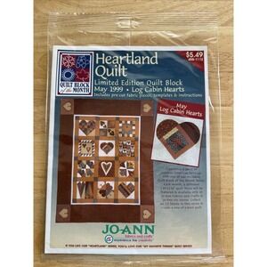 Joann 1999 Limited Ed. Heartland Quilt Block Of The Month May Log Cabin Hearts